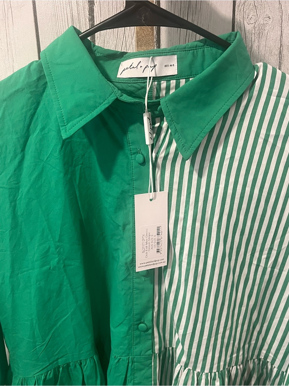 Petal & pup Women's Didi Frill Mini Dress Size Small NWT Green - Picture 9 of 11